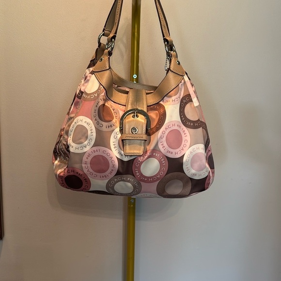 Coach snaphead sateen  Pink and Brown Retro Hobo Bag NWOT - Picture 2 of 16